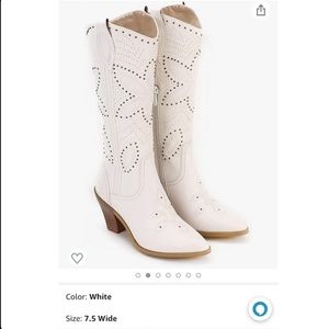 Brand New White Foe Leather Western Boots
